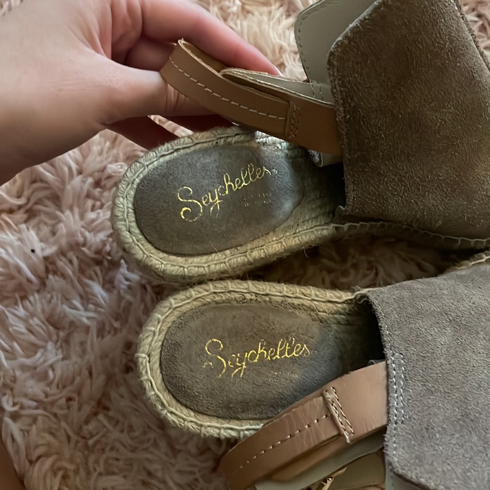Seychelles Taupe Suede Espadrilles Wedge Sandals - Picture 9 of 10